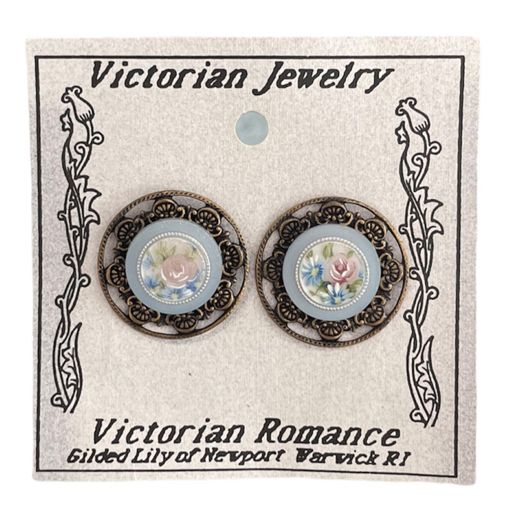 Victorian Romance Earrings Handcrafted Hand Painted Beautiful Jewelry